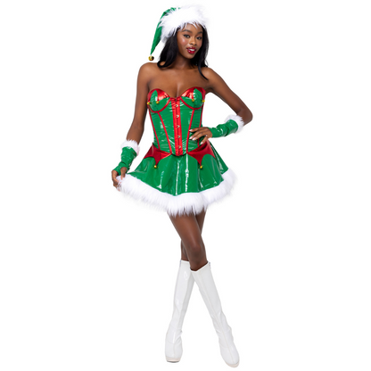 Naughty Kitten Clothing Santas Elf Costume Front View Women's Christmas Costume