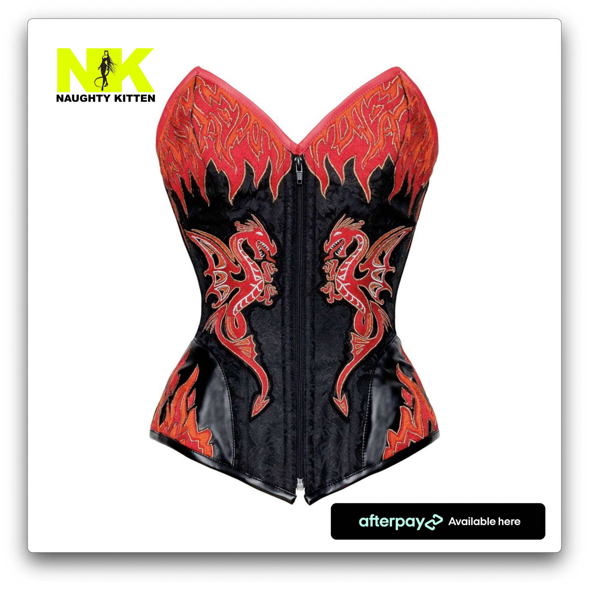 Dragon Embroidered Zip Up Corset