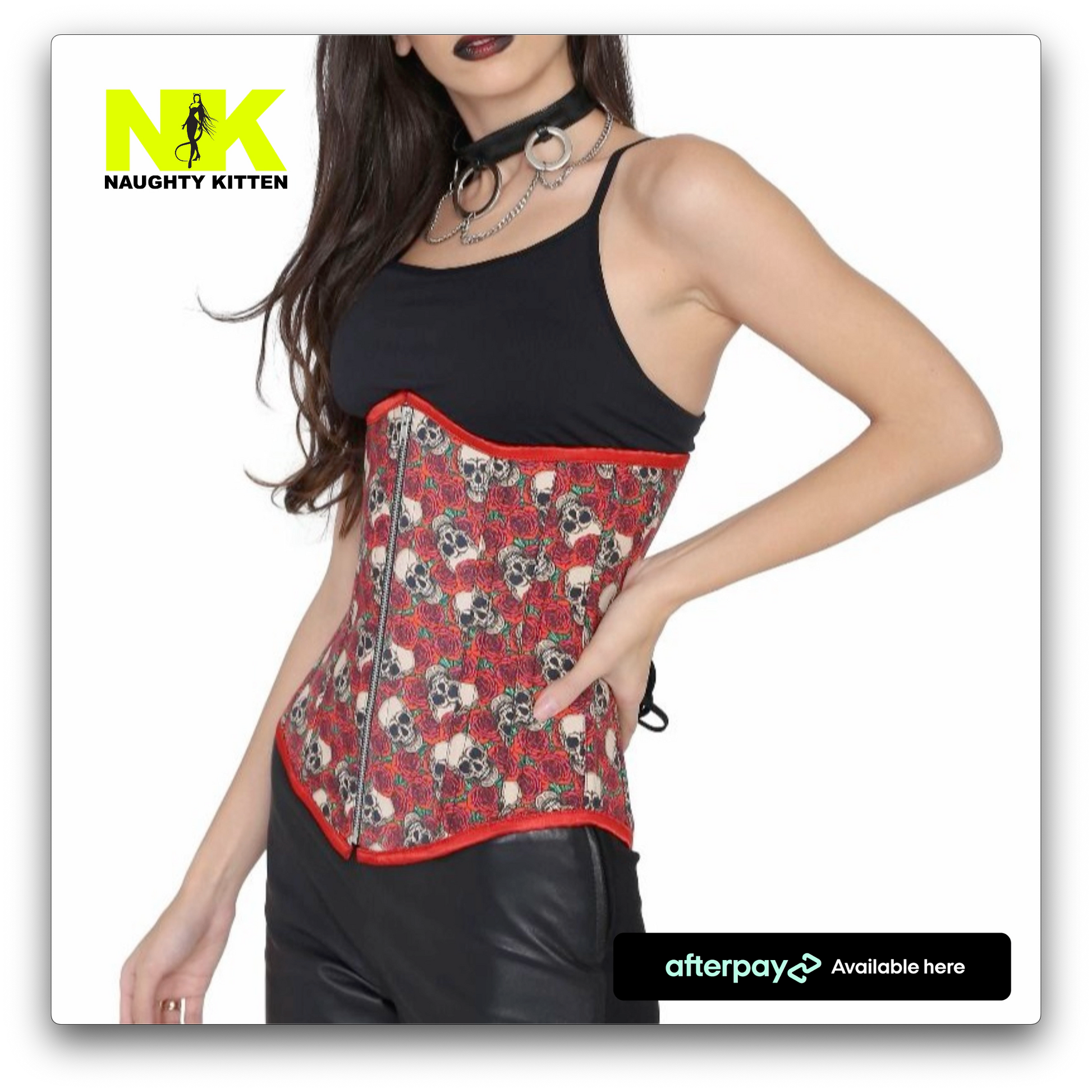 Naughty Kitten Ziggy Skull Under-bust Corset Side View