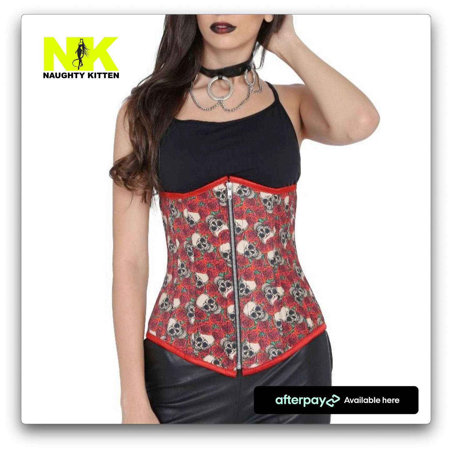 Naughty Kitten Ziggy Skull Under-bust Corset Front View