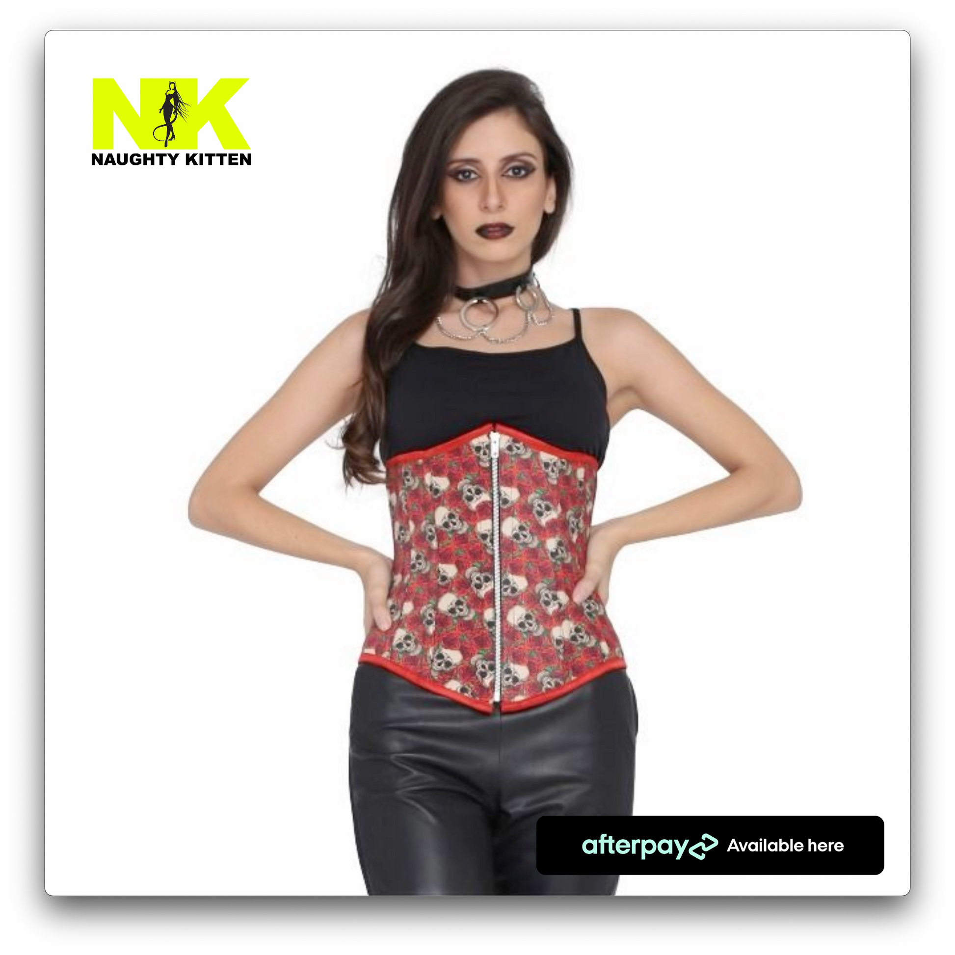 Naughty Kitten Ziggy Skull Under-bust Corset Front View