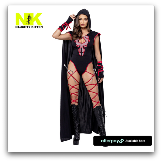 Dragonfire Ninja Costume Front View - Naughty Kitten Clothing Halloween Costume