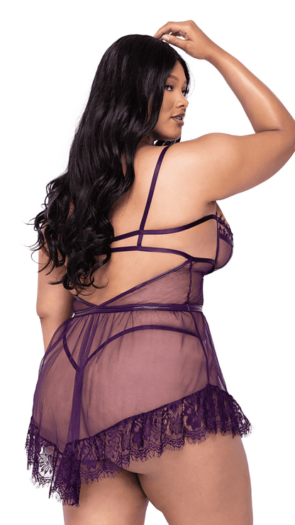 Naughty Kitten Clothing Sugar Plum Babydoll 2-Piece Set Rear View Plus Size Lingerie