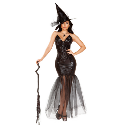 Naughty Kitten Clothing Witch with An Evil Spell Costume Front View Women's Halloween Costume